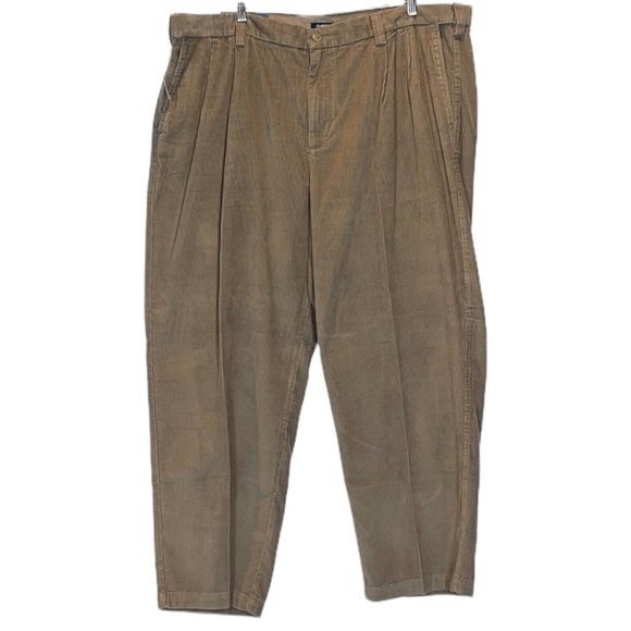 New Croft & Barrow Big and Tall Comfort Corduroy Pleated Tan 46 x 29 Pants - Picture 2 of 5